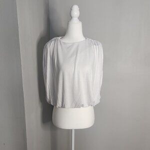 Express - Skimming Linen-Blend Ruched Shoulder Bubble Tank - Size XS NWT